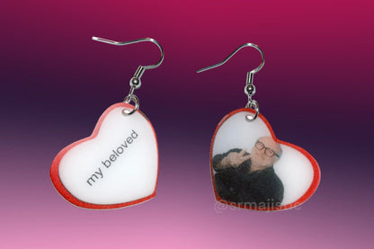 My Beloved Character Locket Hearts 2D detailed Handmade Earrings!