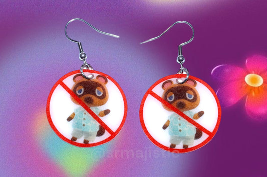I Hate Tom Nook ‘No’ Symbol Animal Crossing Funny Meme Handmade Earrings!