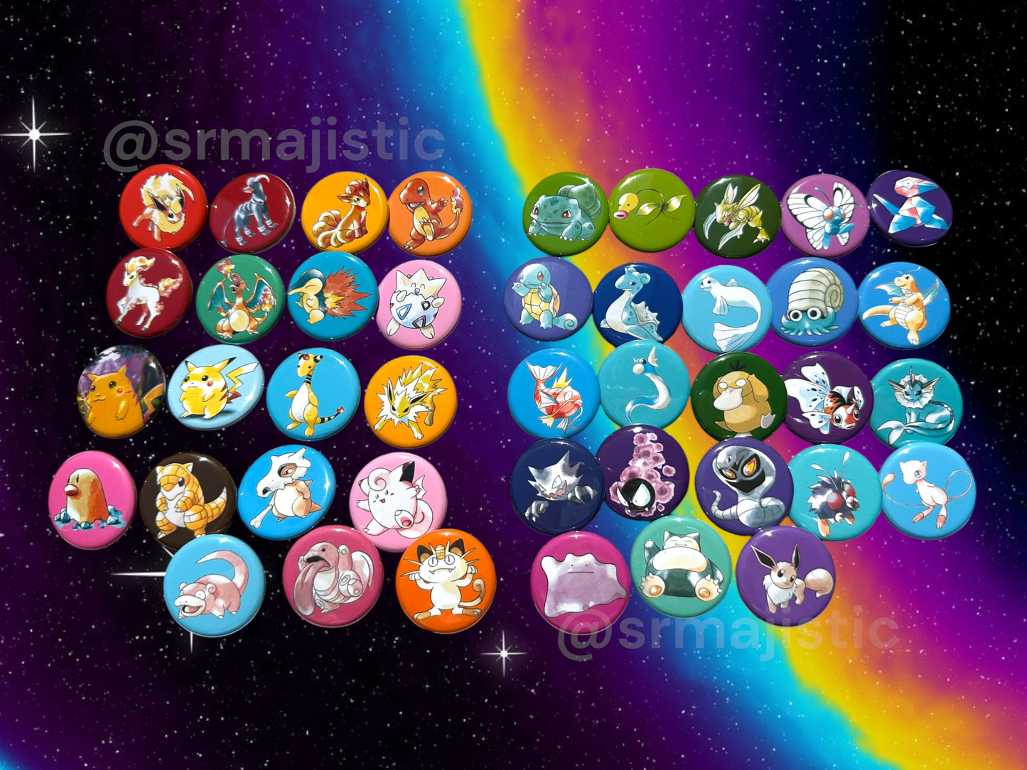 Vintage Original Art Style Pokemon Buttons!
