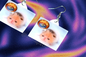 Little Kitten Exploding World Funny Meme Handmade Earrings!