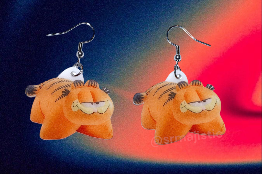 (READY TO SHIP) Garfield Pillowpet Cute Character 2D Handmade Earrings!