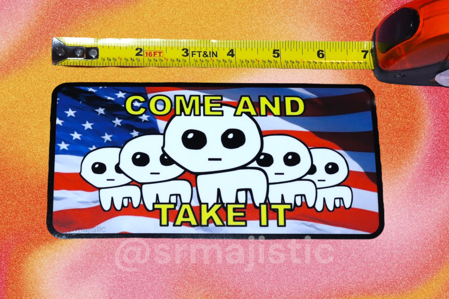 Come and Take it American Flag Autism Creature/TBH Creature Bumper Sticker