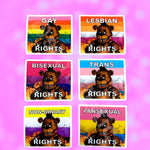 Bumper Stickers of Freddy Fazbear from Five Nights at Freddy’s Flaming Pride Flags