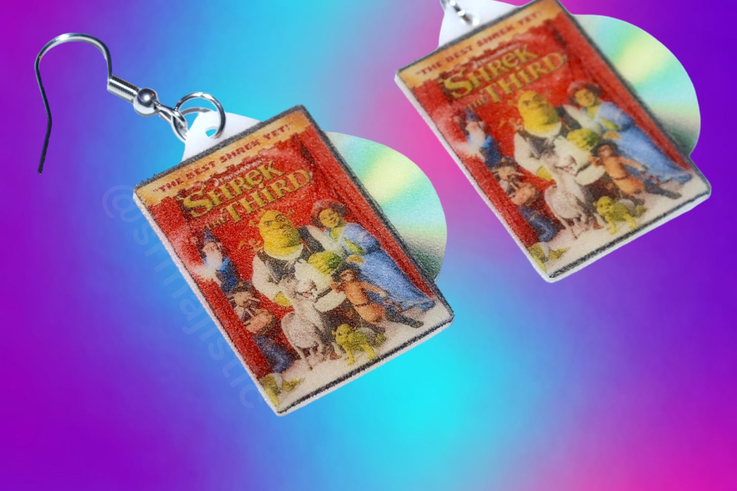 (READY TO SHIP) Shrek the Third (2007) DVD 2D detailed Handmade Earrings!