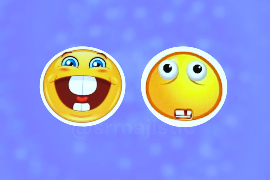 Buck Teeth Happy and Sad Emoji Meme Bumper Stickers