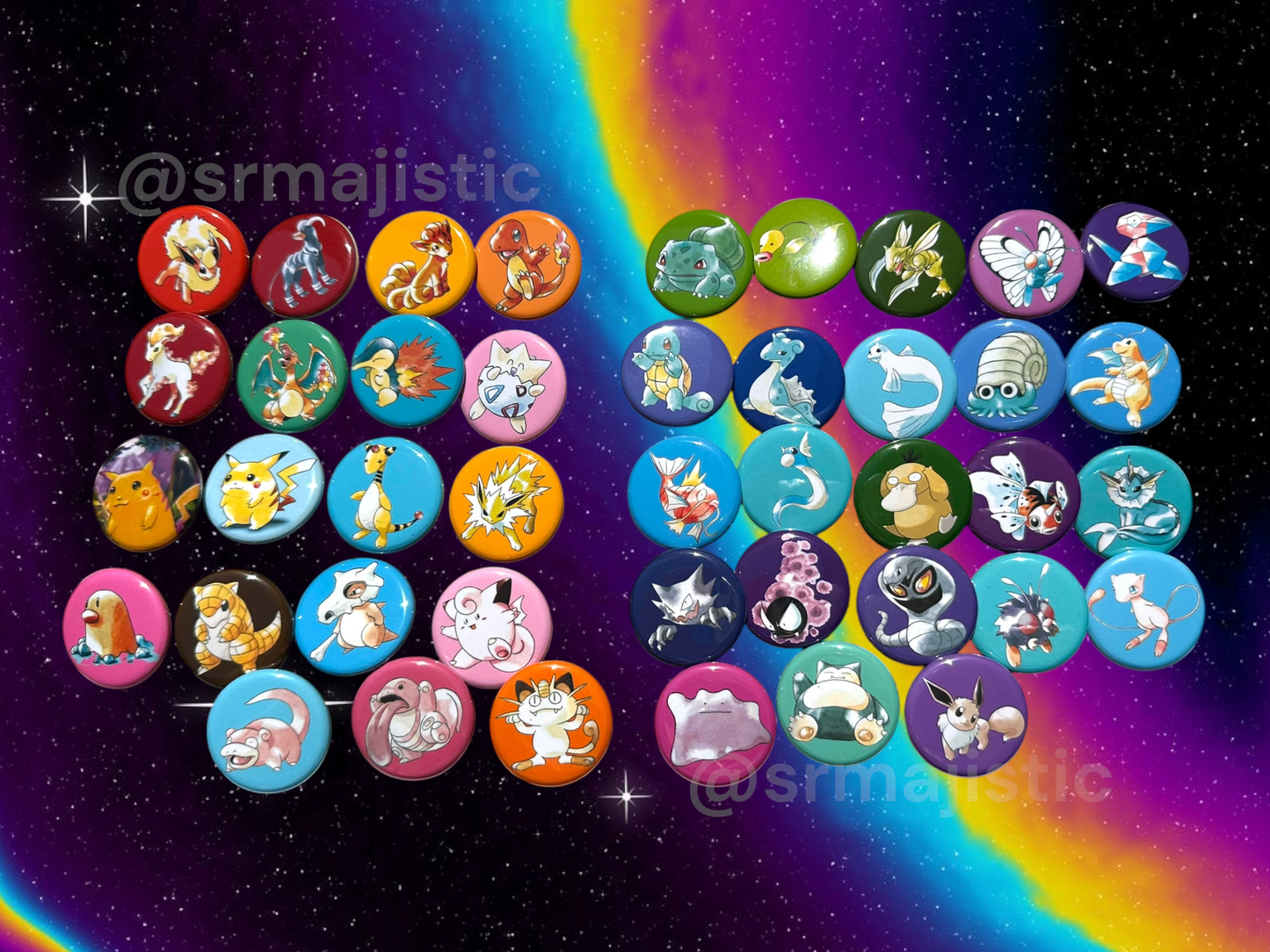 Vintage Original Art Style Pokemon Buttons!