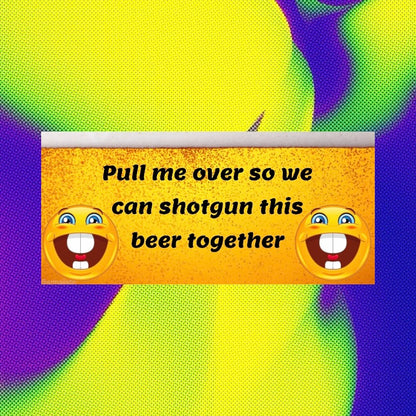 Pull Me Over So We Can Shotgun This Beer Together Meme Bumper Sticker