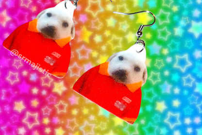 Pudding the Oxxo Worker Baby Puppy Dog Meme Funny Handmade Earrings!