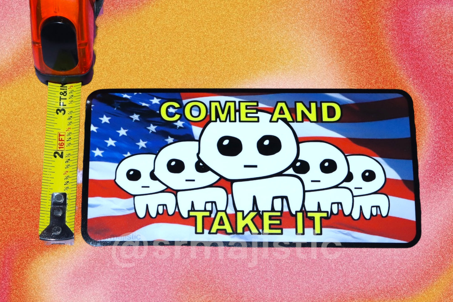 Come and Take it American Flag Autism Creature/TBH Creature Bumper Sticker