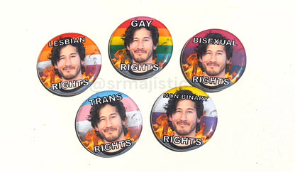 Markiplier Flaming Pride Buttons