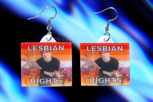 Limp Bizkit Fred Durst Flaming Pride Flag Handmade Earrings!