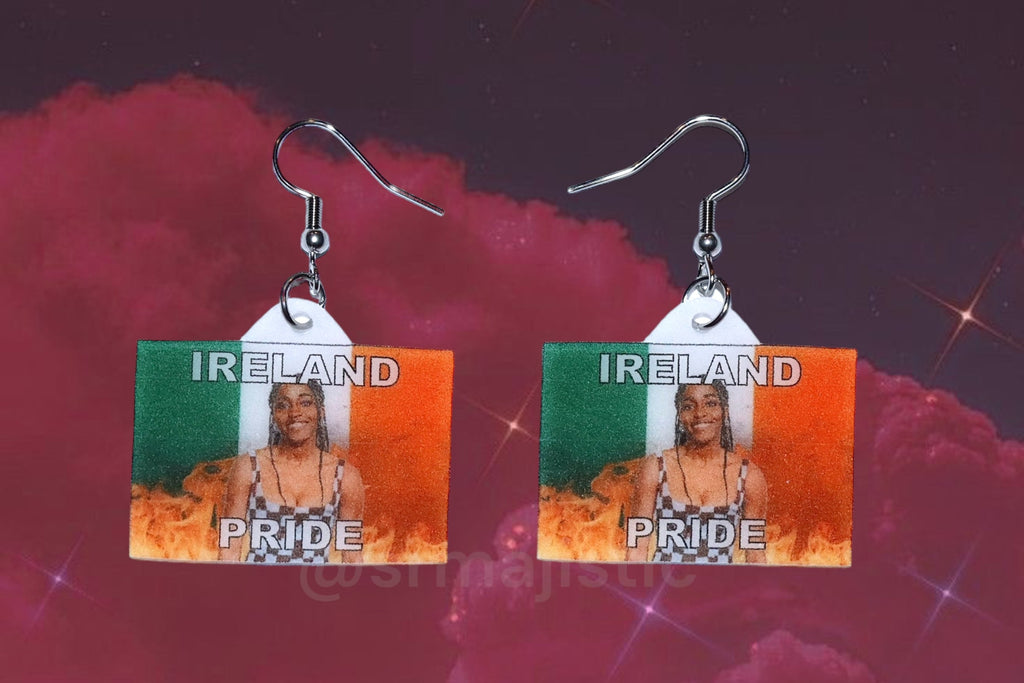 (READY TO SHIP) Ayo Edebiri Ireland Flaming Pride Flag Handmade Earrings