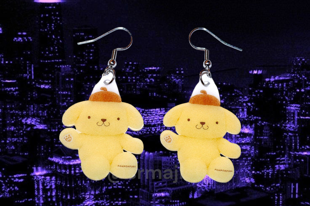 Build a Bear Sanrio Pompompurin Cute Kawaii Handmade Earrings!