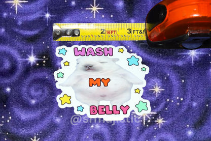 Wash My Belly Pibble Puppy Dog Meme Bumper Sticker