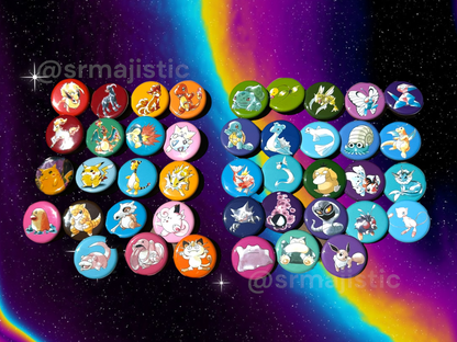 Vintage Original Art Style Pokemon Buttons!