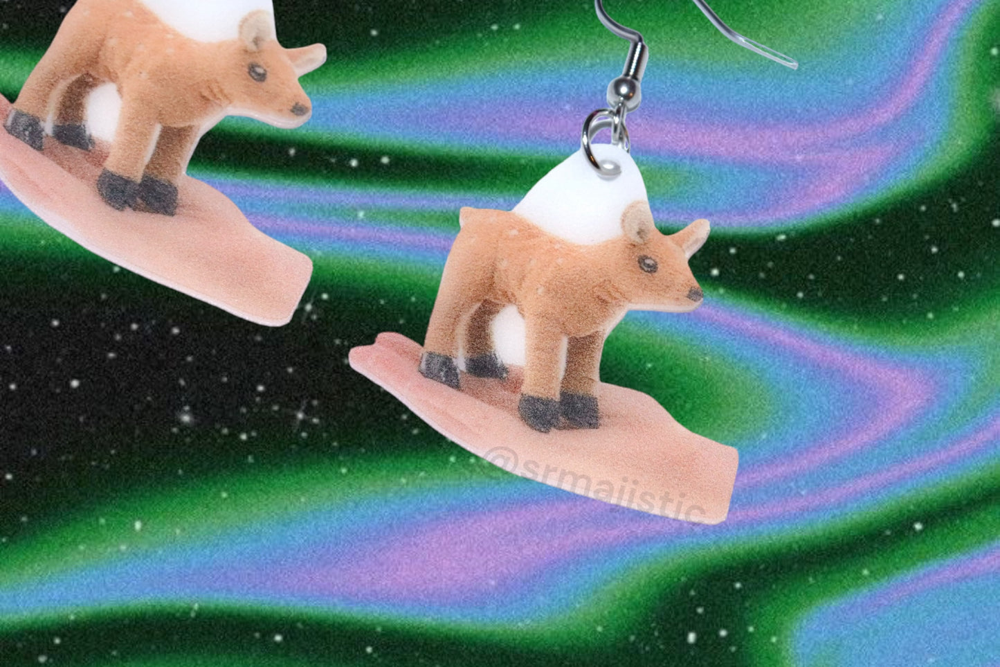 Hand Holding Little Deer Cute Funny Handmade Earrings!