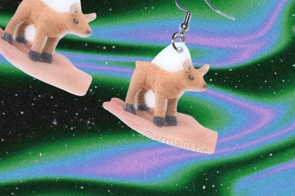 Hand Holding Little Deer Cute Funny Handmade Earrings!