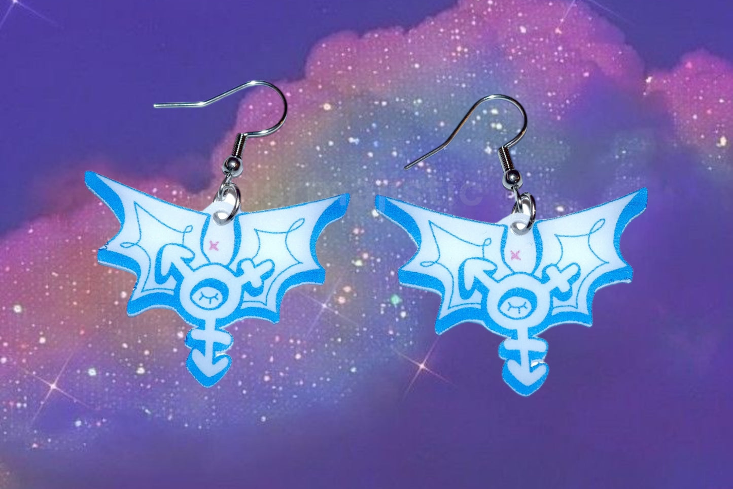 Trans Angel Symbol Earrings (collaboration with @cursedluver!)