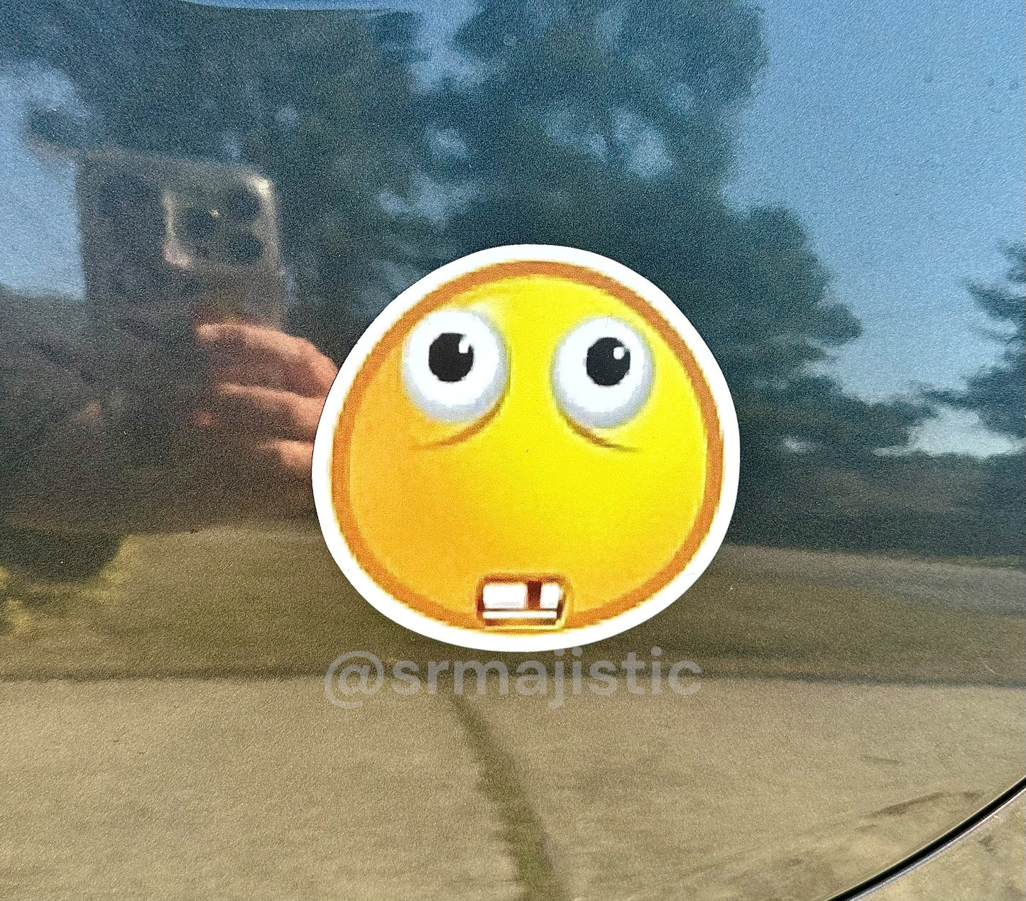Buck Tooth Happy and Sad Emoji Meme Car Magnets