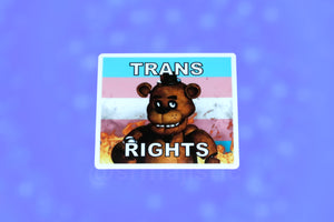 Bumper Stickers of Freddy Fazbear from Five Nights at Freddy’s Flaming Pride Flags