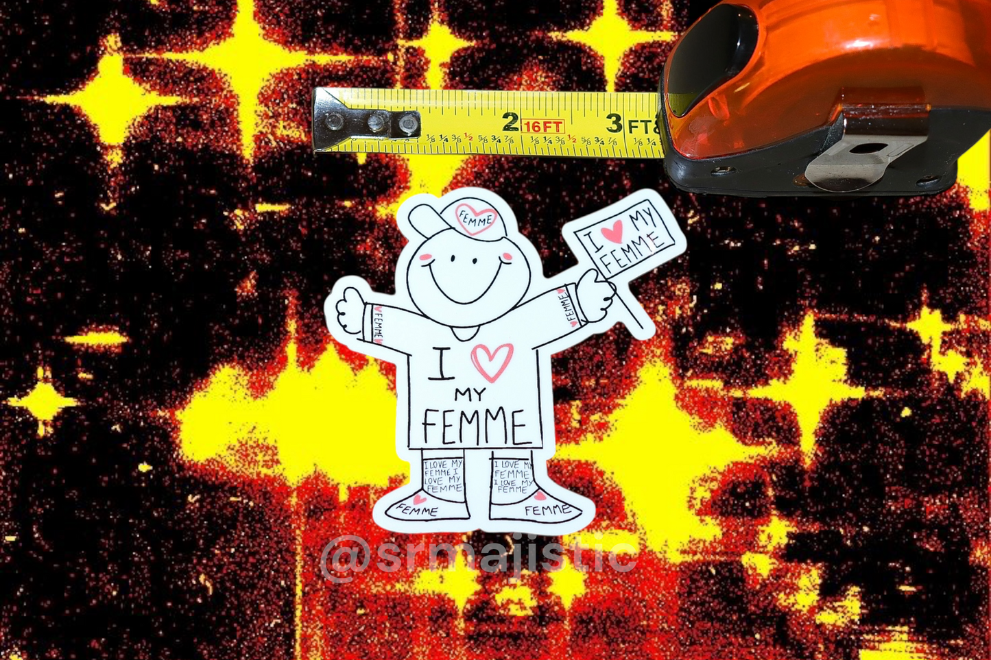 I Love my Butch and Femme Stick Figure Bumper Sticker