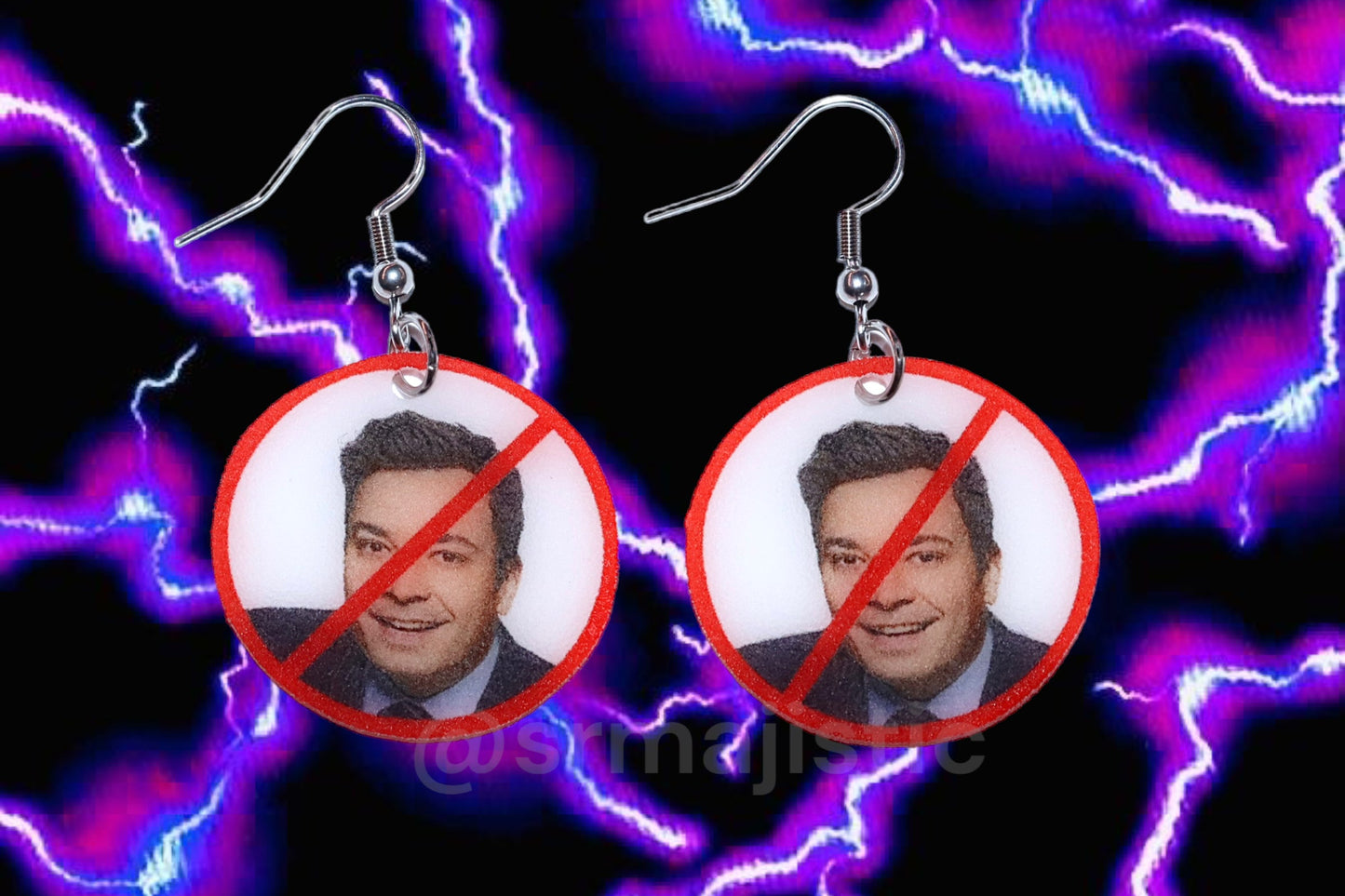 (READY TO SHIP) Jimmy Fallon ‘No’ Symbol Funny Meme Handmade Earrings!