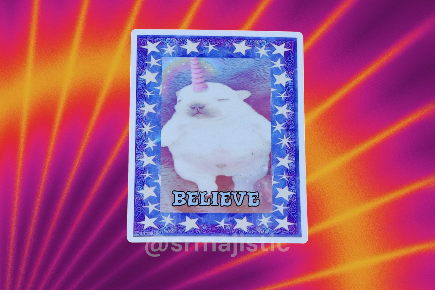 Pibble Unicorn Believe Whimsical Meme Bumper Sticker