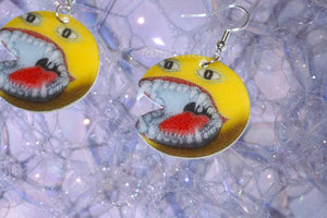 Evil Barking Fanged Emoji Meme Handmade Earrings!