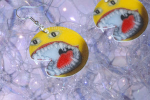 Evil Barking Fanged Emoji Meme Handmade Earrings!