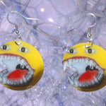 Evil Barking Fanged Emoji Meme Handmade Earrings!