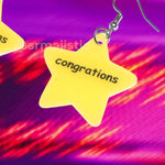 ‘Congrations’ Gold Star Sticker Funny Handmade Earrings!