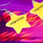 ‘Congrations’ Gold Star Sticker Funny Handmade Earrings!