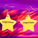 ‘Congrations’ Gold Star Sticker Funny Handmade Earrings!