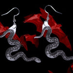 (READY TO SHIP) Detailed Black and White Snake Handmade Earrings!
