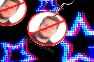 I Hate James Corden ‘No’ Symbol Funny Meme Handmade Earrings!