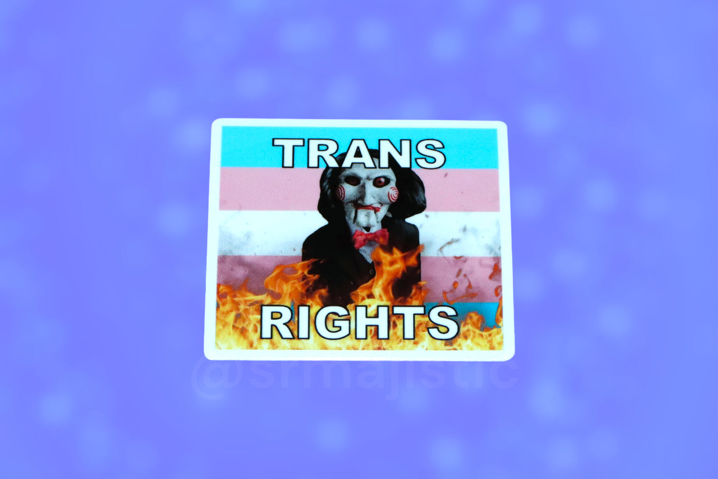 Billy the Puppet/ Jigsaw from Saw Flaming Pride Flag Bumper Stickers