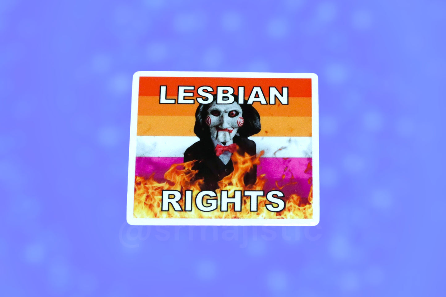 Billy the Puppet/ Jigsaw from Saw Flaming Pride Flag Bumper Stickers