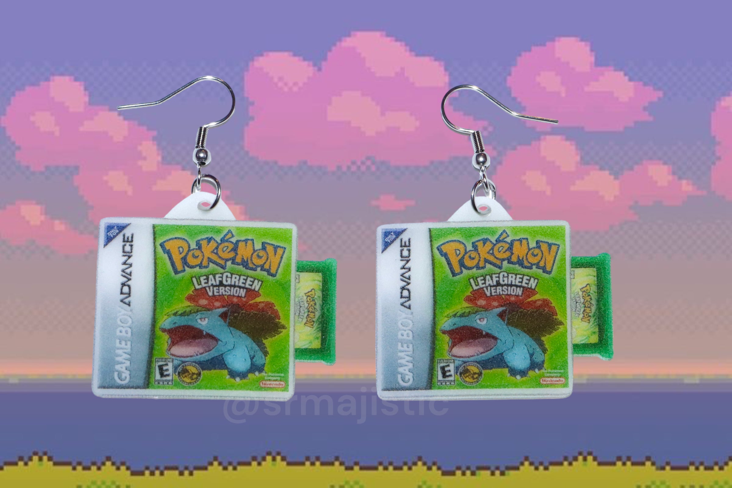 Pokémon Game Boy Advance 2D Game Detailed Handmade Earrings!