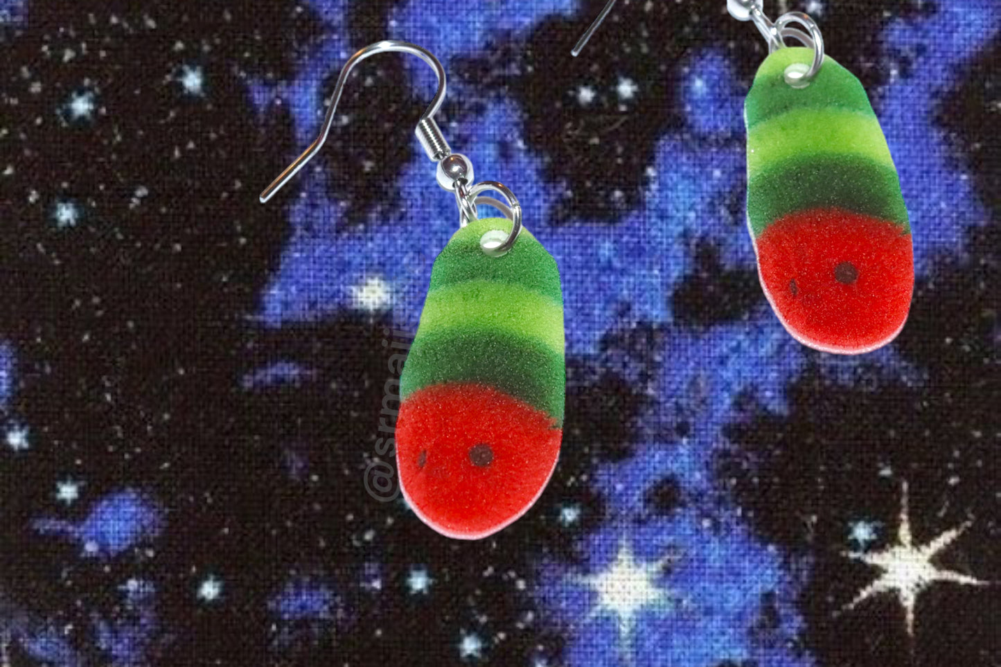 Cute Red and Green Wormie Handmade Earrings!