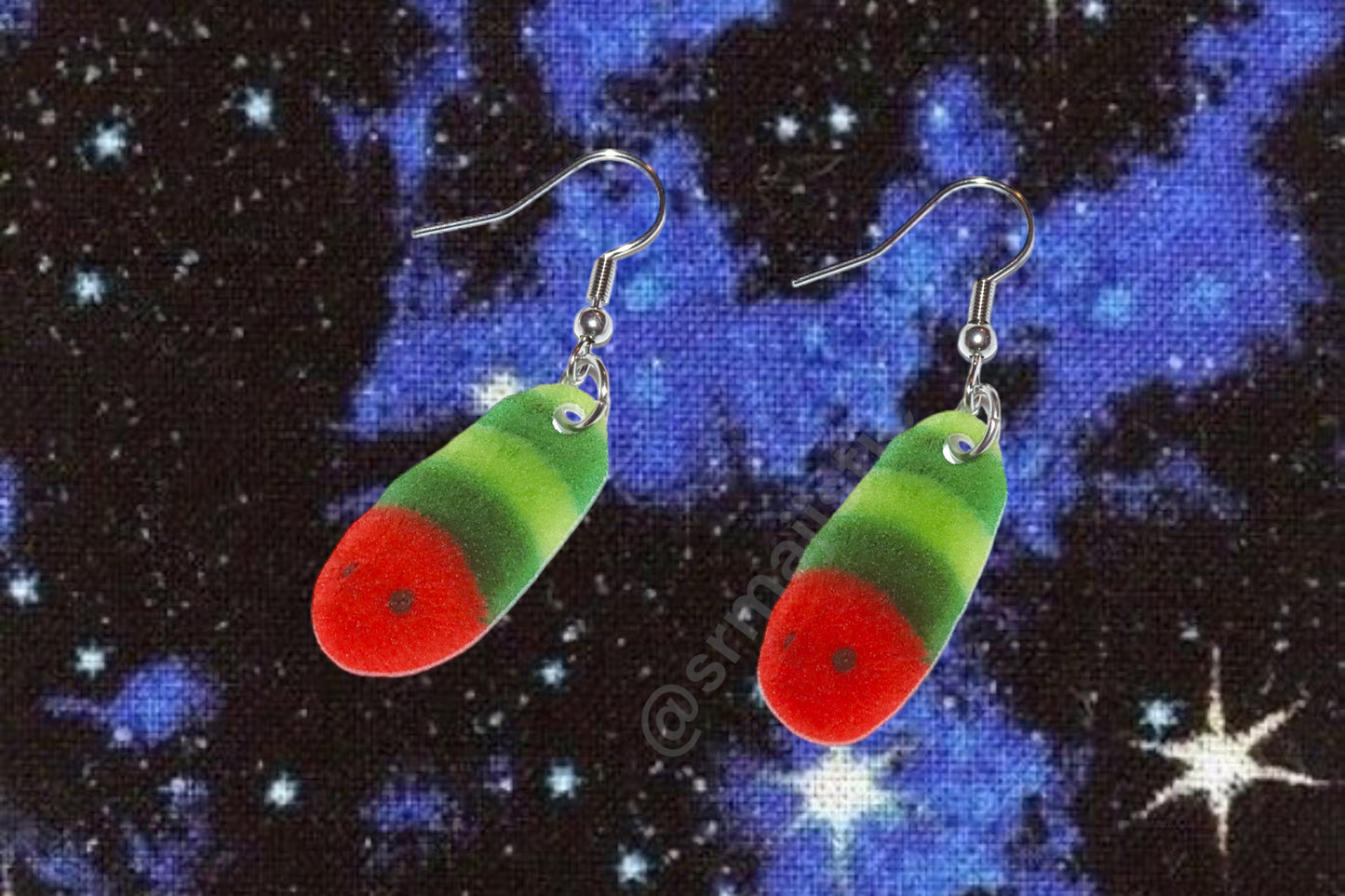 Cute Red and Green Wormie Handmade Earrings!