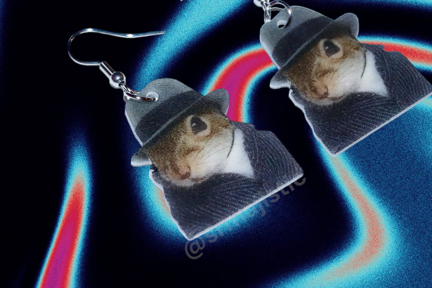 Mobster Mafia Squirrel Funny Meme Handmade Earrings!