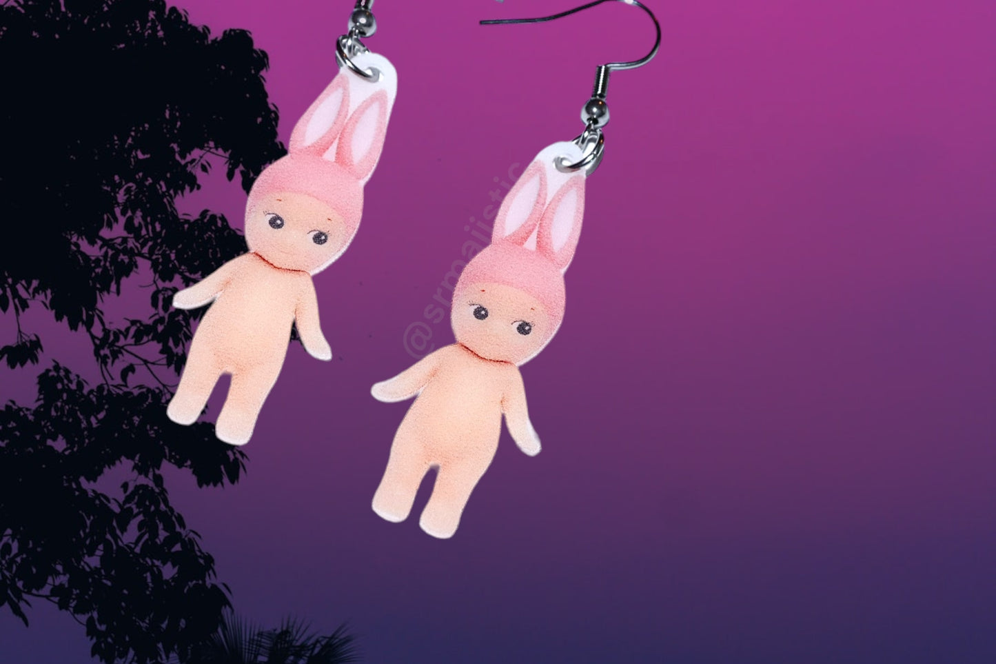 Sonny Angel Pink Rabbit Cherub Handmade Earrings!