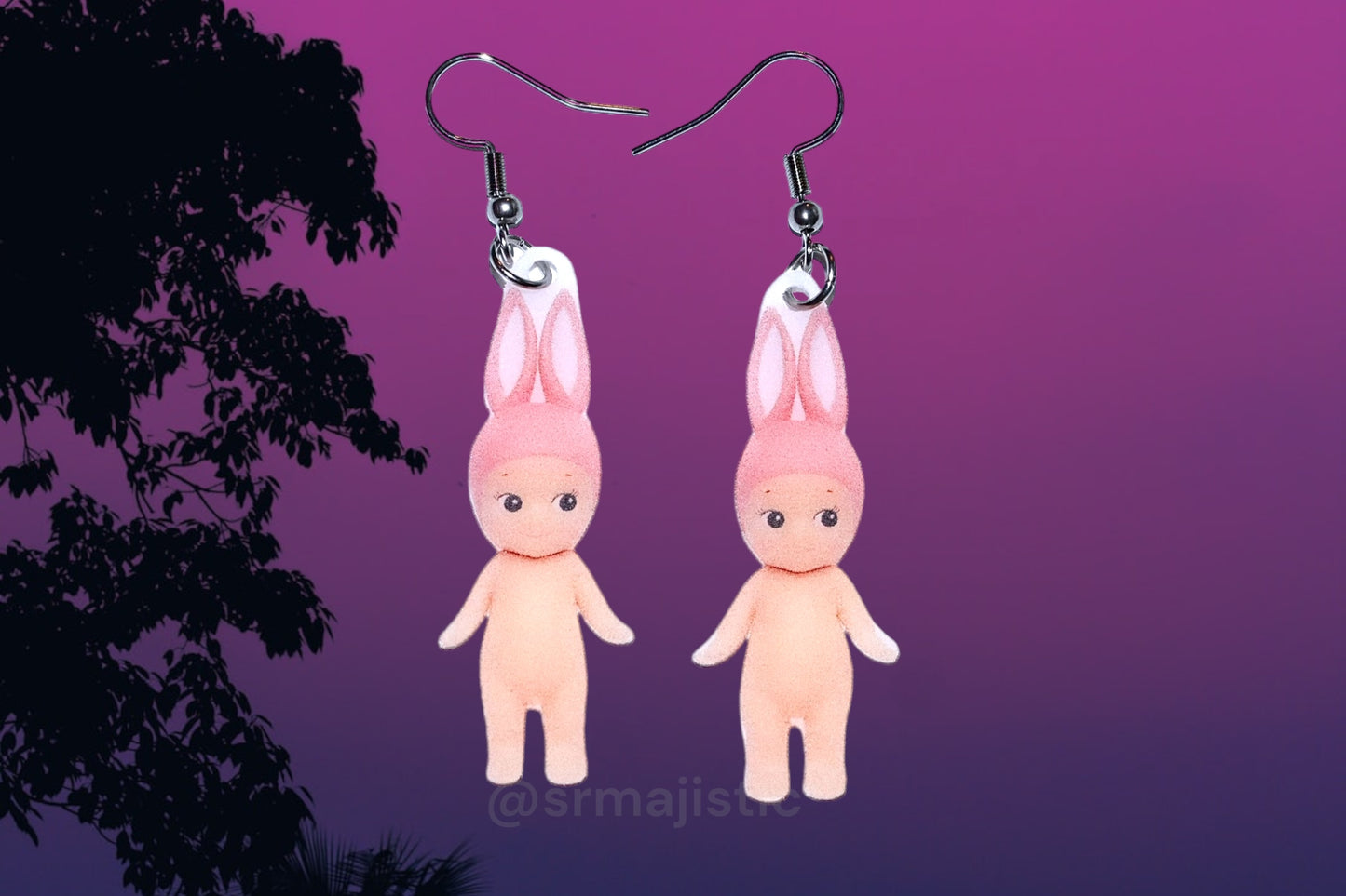 Sonny Angel Pink Rabbit Cherub Handmade Earrings!