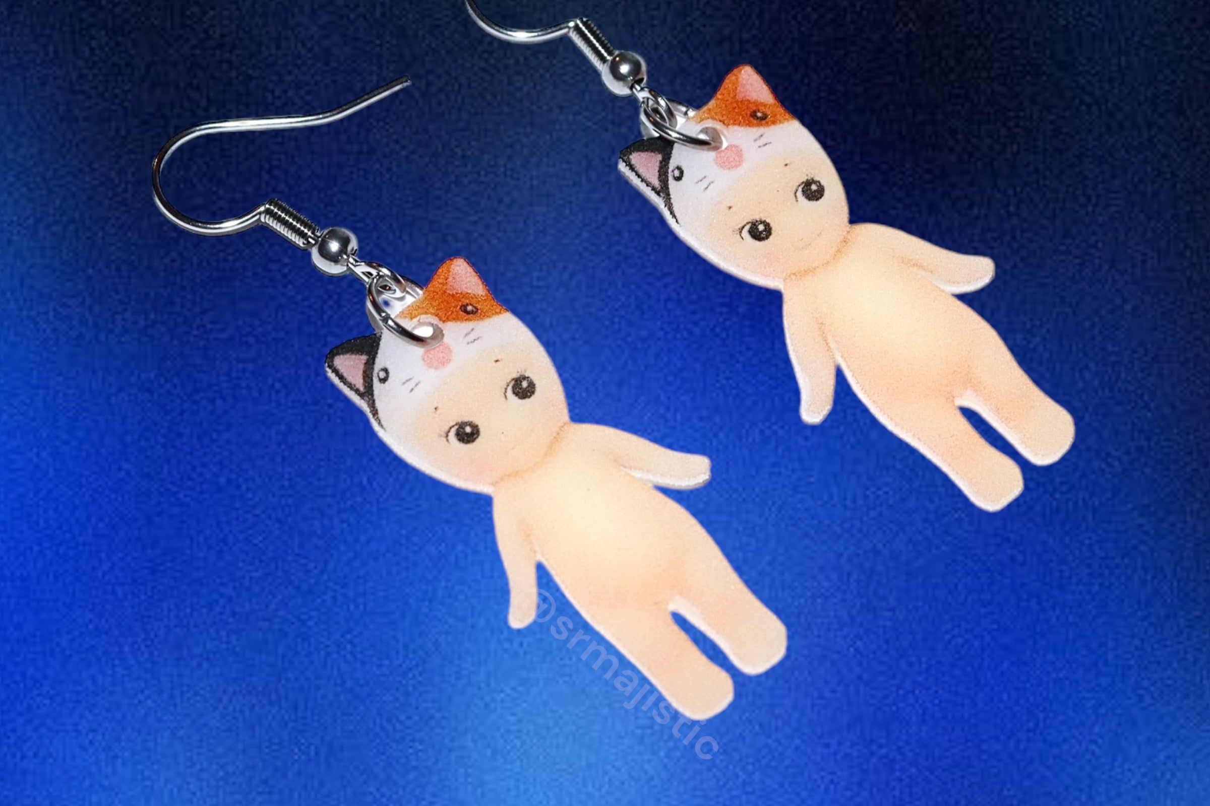 Sonny Angel Calico Cat Cherub Handmade Earrings!