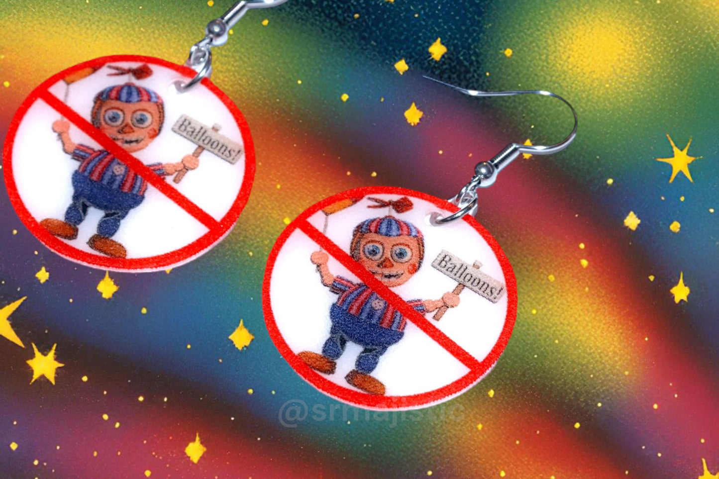 I Hate Balloon Boy ‘No’ Symbol FNAF Five Nights at Freddy’s Funny Meme Handmade Earrings!