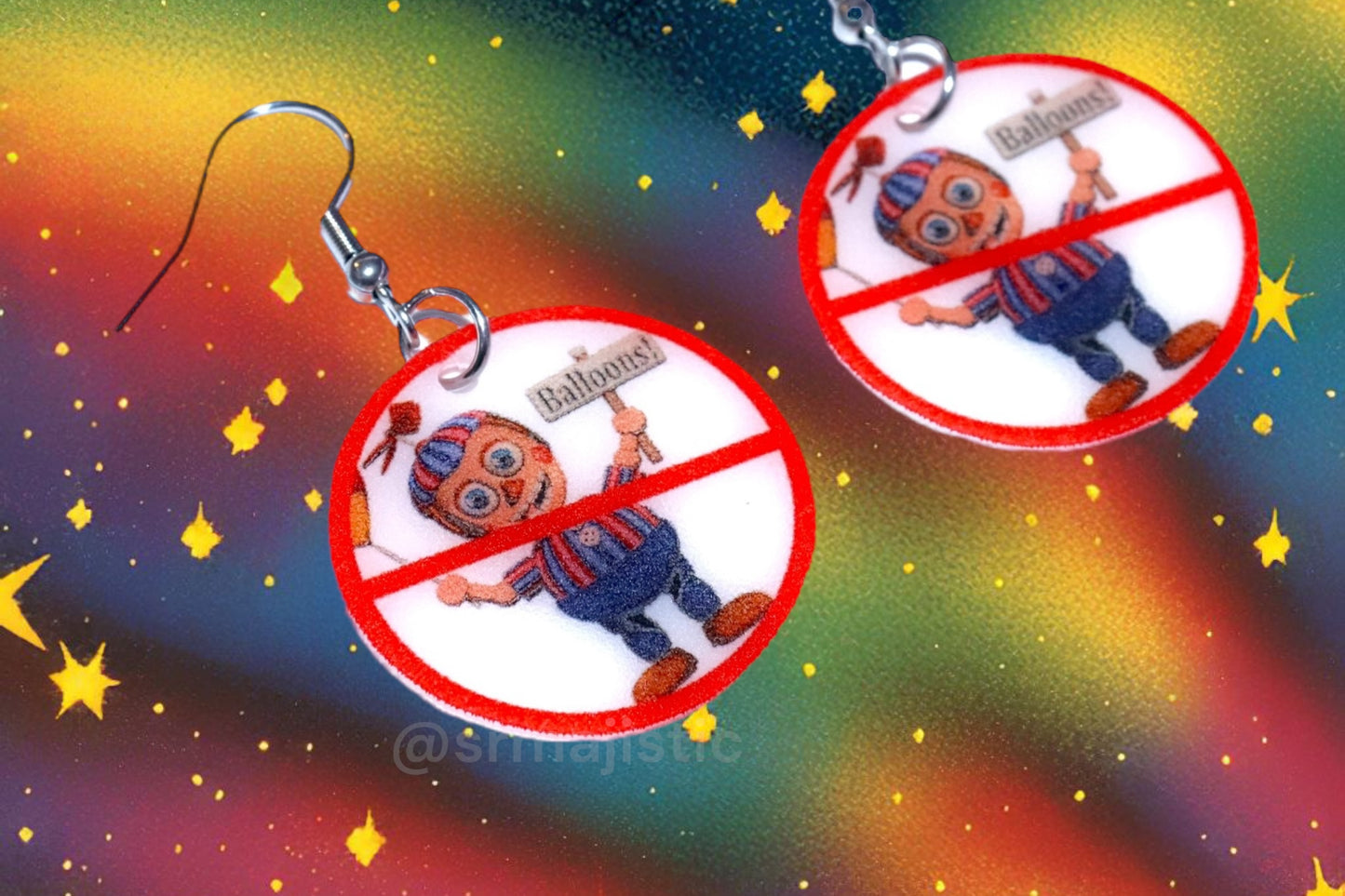 I Hate Balloon Boy ‘No’ Symbol FNAF Five Nights at Freddy’s Funny Meme Handmade Earrings!