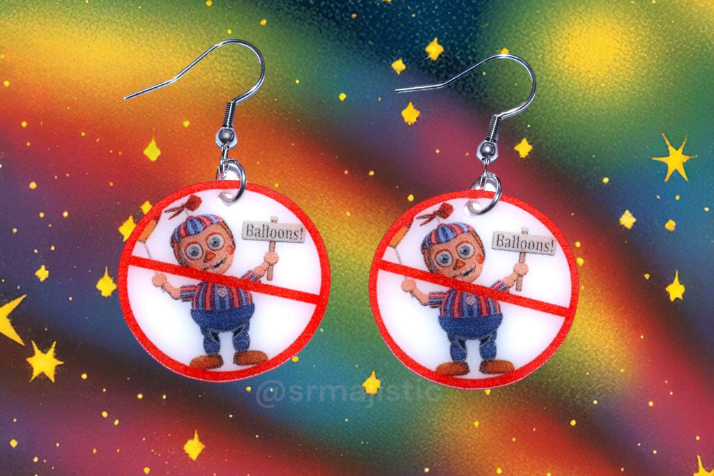 I Hate Balloon Boy ‘No’ Symbol FNAF Five Nights at Freddy’s Funny Meme Handmade Earrings!