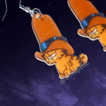 Cowboy Garfield with a Tall Hat Character Handmade Earrings!