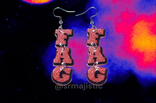 Fag Dangle Swirly Letters Handmade Earrings!