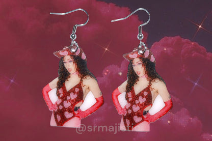 Chappell Roan in a Pink Heart Cowboy Outfit Cute Aesthetic Handmade Earrings!